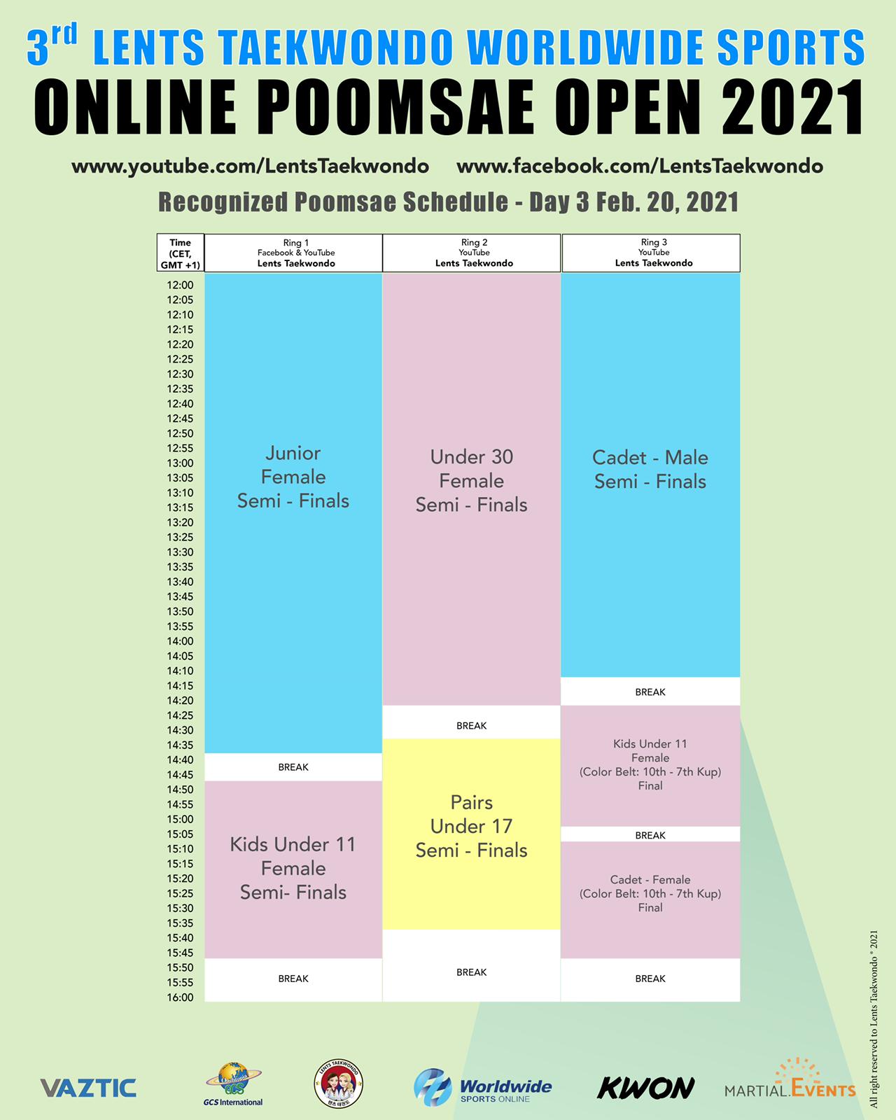 Schedule SATURDAY 20 FEB 2021 (1/2)